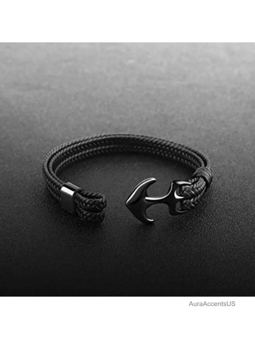 Handmade Cowhide Leather Wrap Bracelet Vintage Anchor Cuff for Men Women Couples